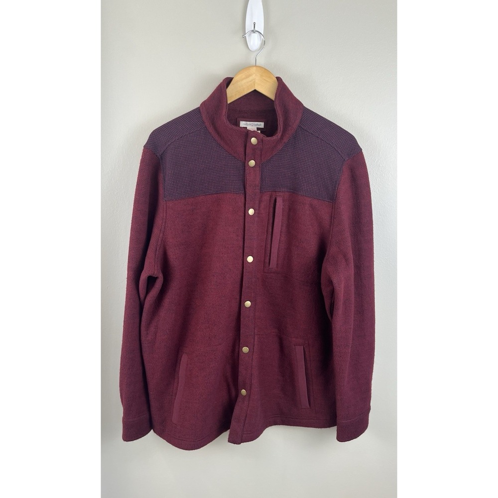 Carbon 2 Cobalt Men's Sz Lg Maroon Red Snap Long Sleeve Heavy Shirt